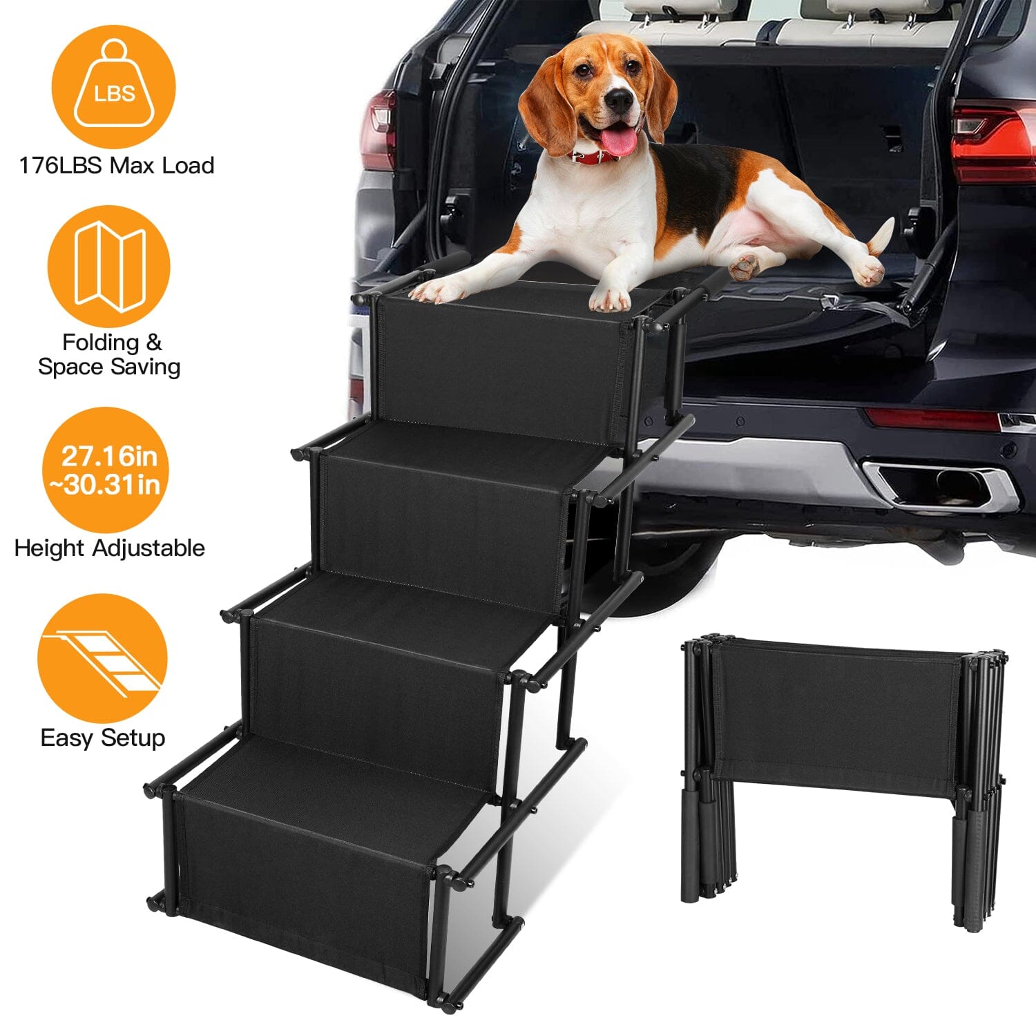 Foldable Dog Ramp 4 Step Collapsible Non Slip Stairs Discount Wholesale