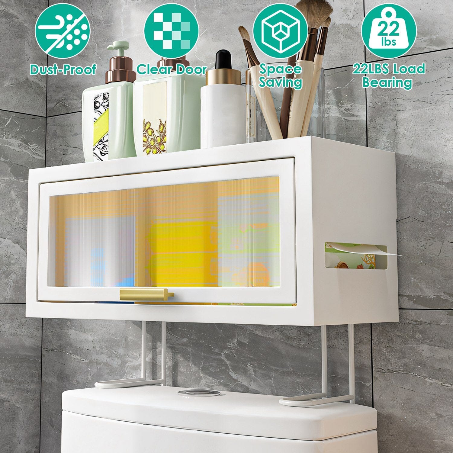 Over the Toilet Storage Cabinet with Dust-Proof Transparent Magnetic Door Side Opening Sale Low Pice