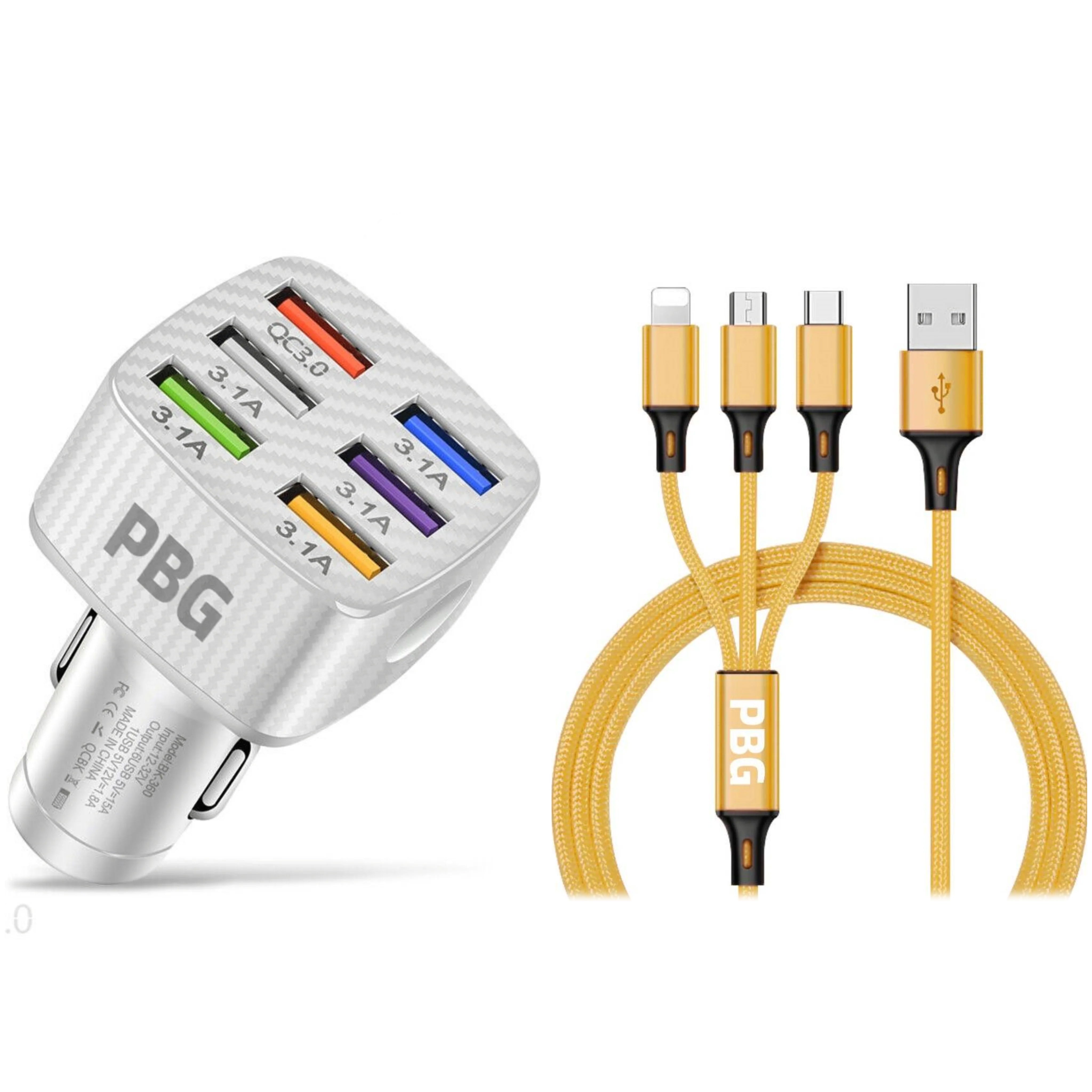 PBG LED 6 Port Car Charger and 4Ft. 3-in-1 Cable Combo Where To Buy