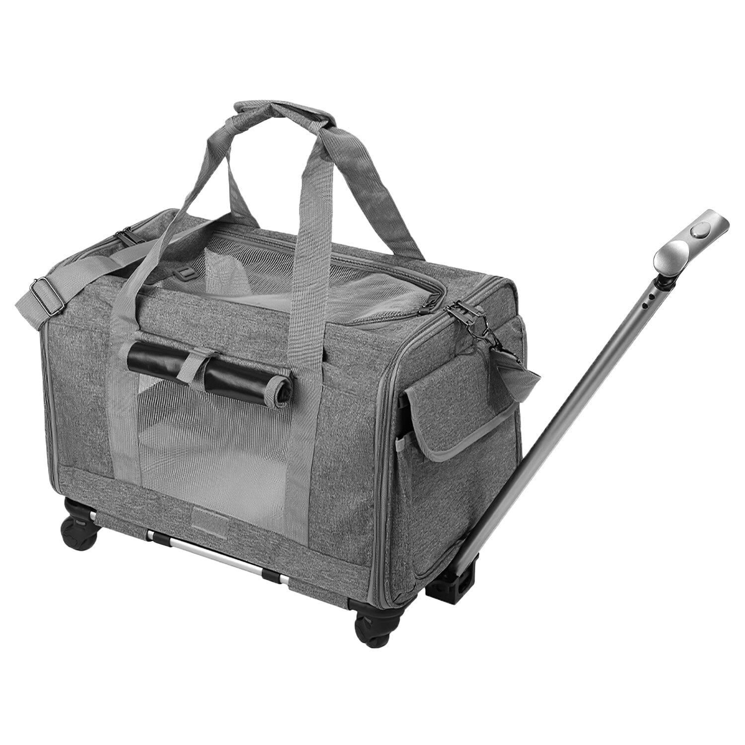 Airline Approved Rolling Pet Carrier with Telescopic Handle Shoulder Strap Pay With Paypal For Sale