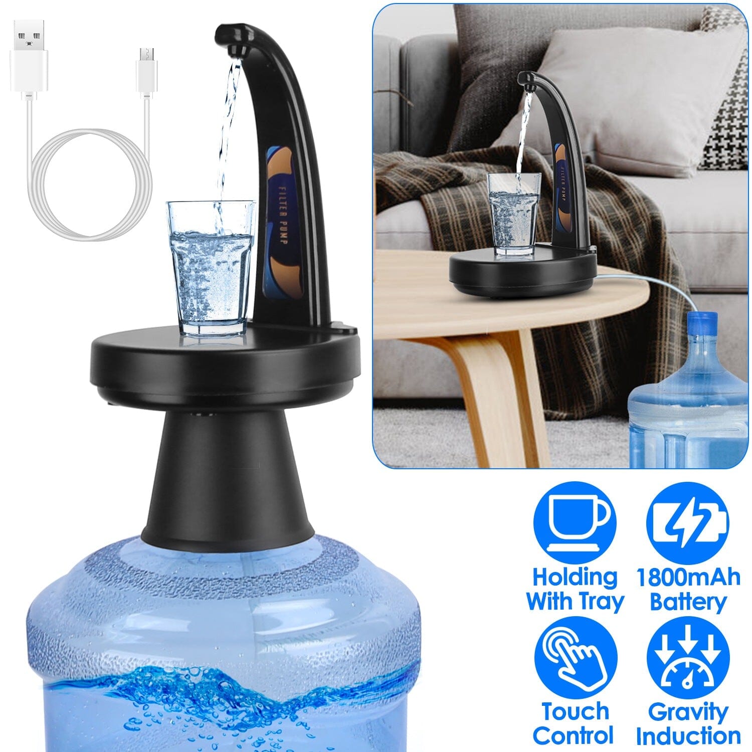 Water Bottle Dispenser USB Rechargeable Mini Water Jug for 1-5 Gallon Water Jugs Fashionable Sale Online