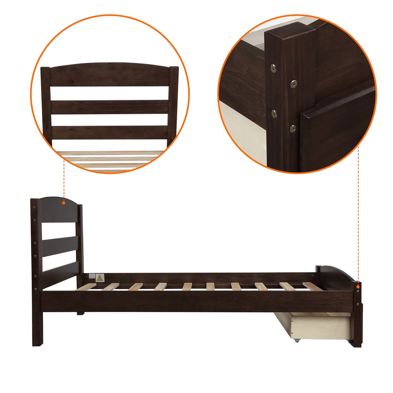 Twin Platform Bed Frame with Storage Drawer Headboard Pre Order For Sale