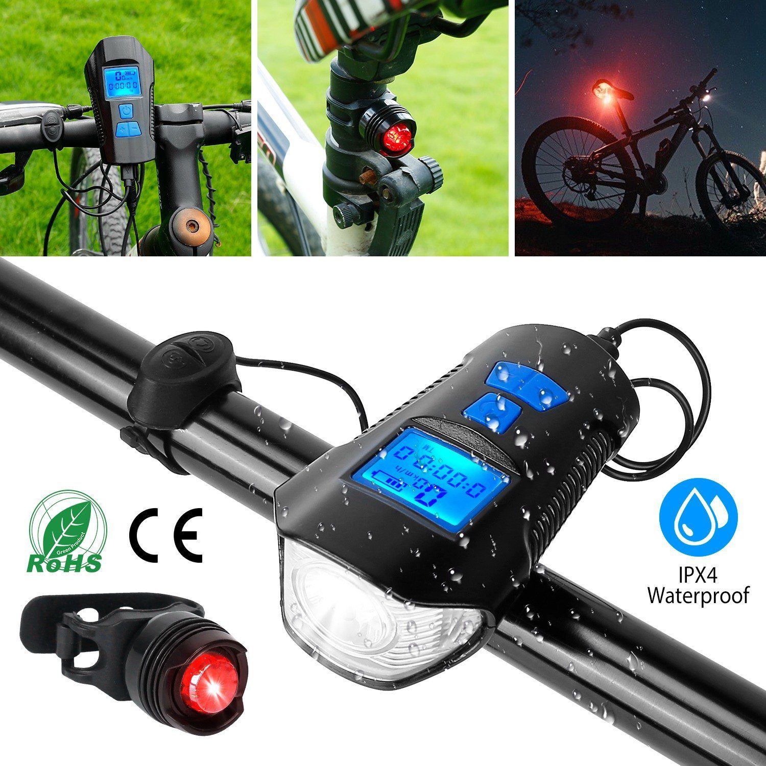 USB Rechargeable Bike Light Set with Speedometer and Odometer Limited Edition