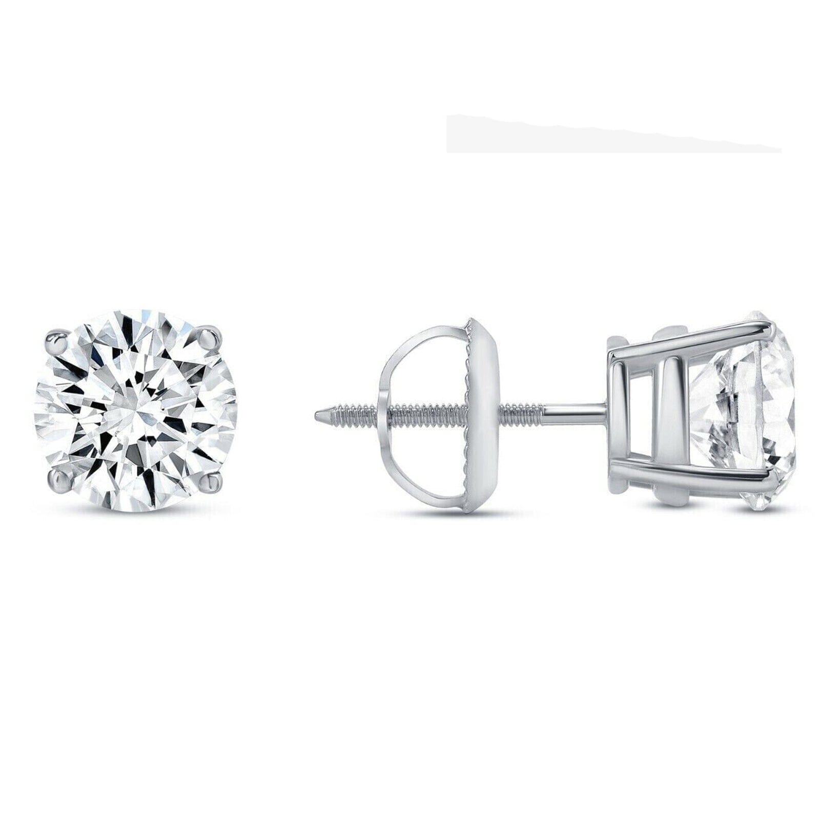 14K Solid White Gold 2.00ct Lab-Grown Round IGI Certified Diamond Stud Earrings Cheap Brand New Unisex