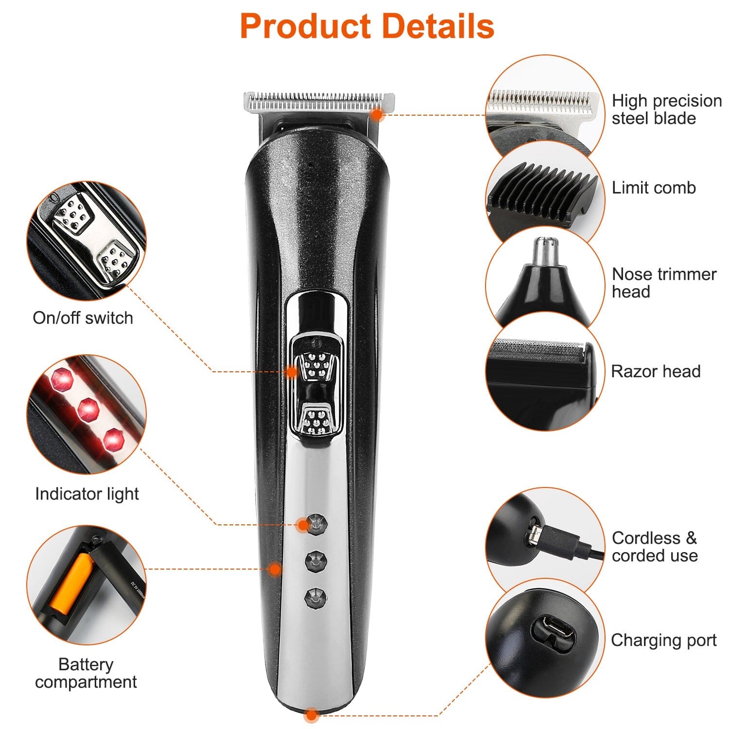 3-in-1 Rechargeable Hair Clipper Cordless Hair Trimmer Shaver Clearance Best Seller