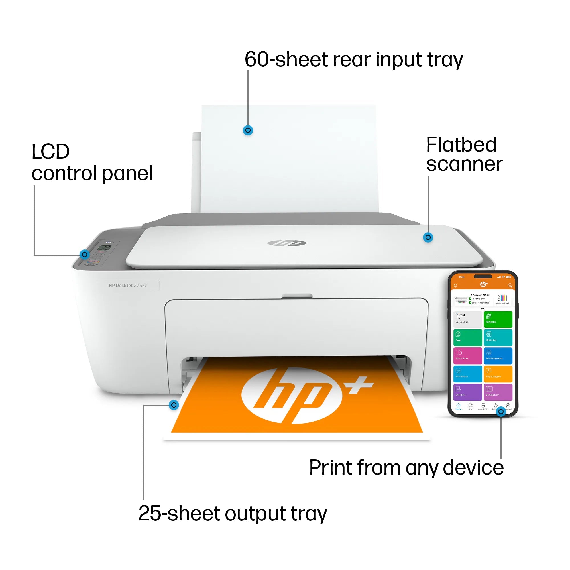 HP DeskJet 2755e All-in-One Inkjet Printer Color Mobile Print Copy Scan (Refurbished) Free Shipping Popular