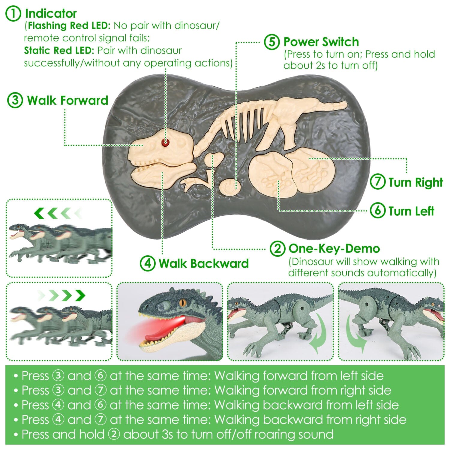 Remote Control Dinosaur with 3D Eye Roaring Sounds for 3-12 Years Old Fashion Style Online