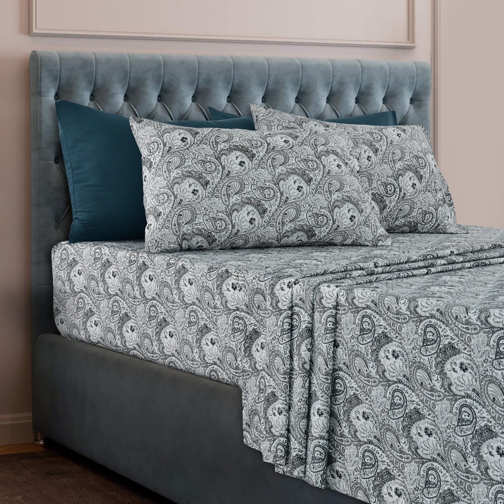 6 Piece Paisley Printed Sheet Set Bed Sheets Deep Pocket Bedding For Sale Online