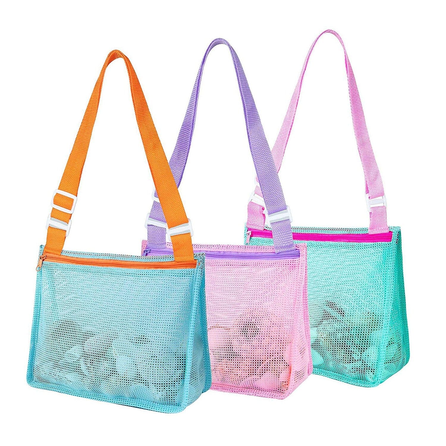 3-Pieces: Beach Mesh Bags Seashell Sand Tote Bag Cheapest Pice For Sale