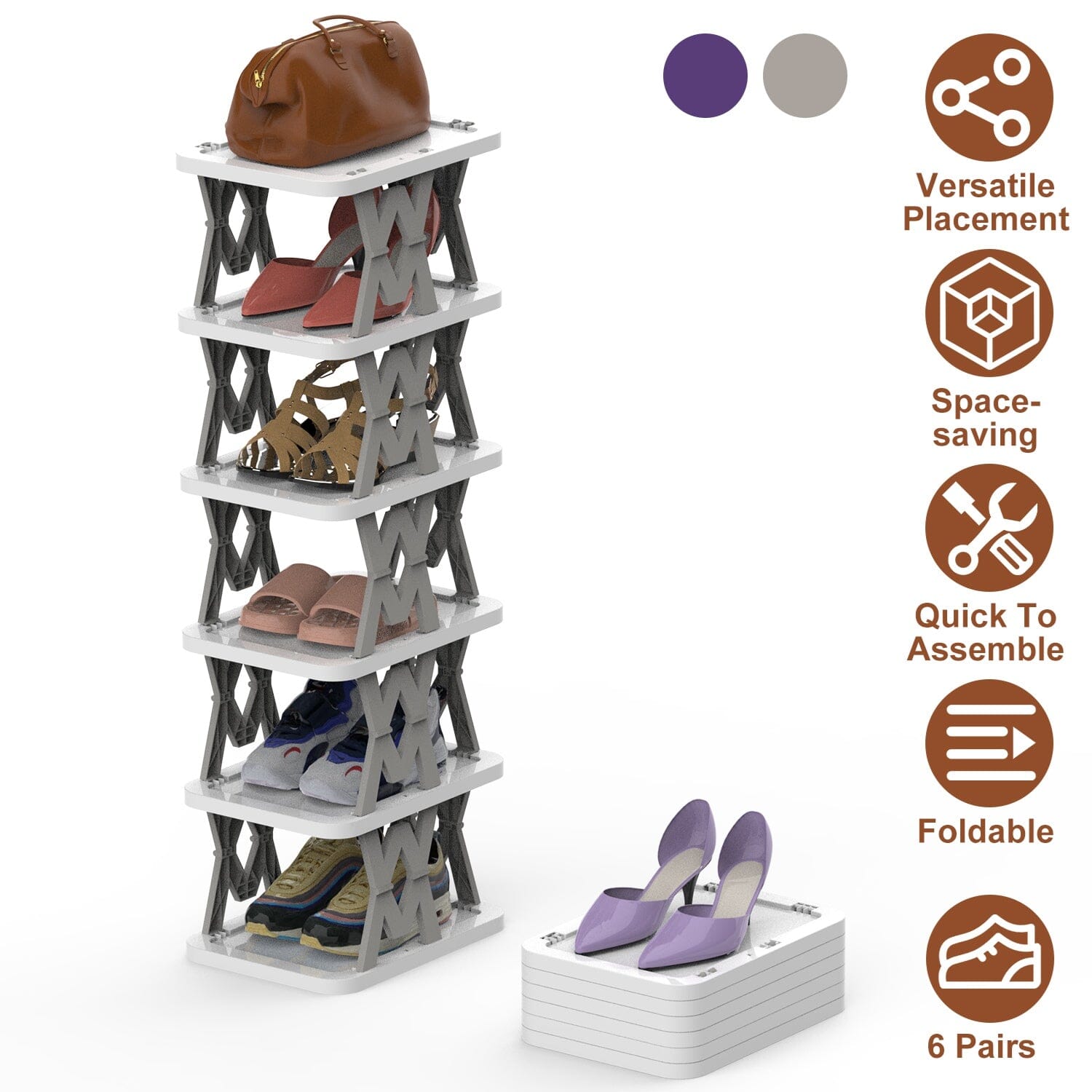 6-Tier Foldable Vertical Shoe Rack Cheap Sale Low Pice