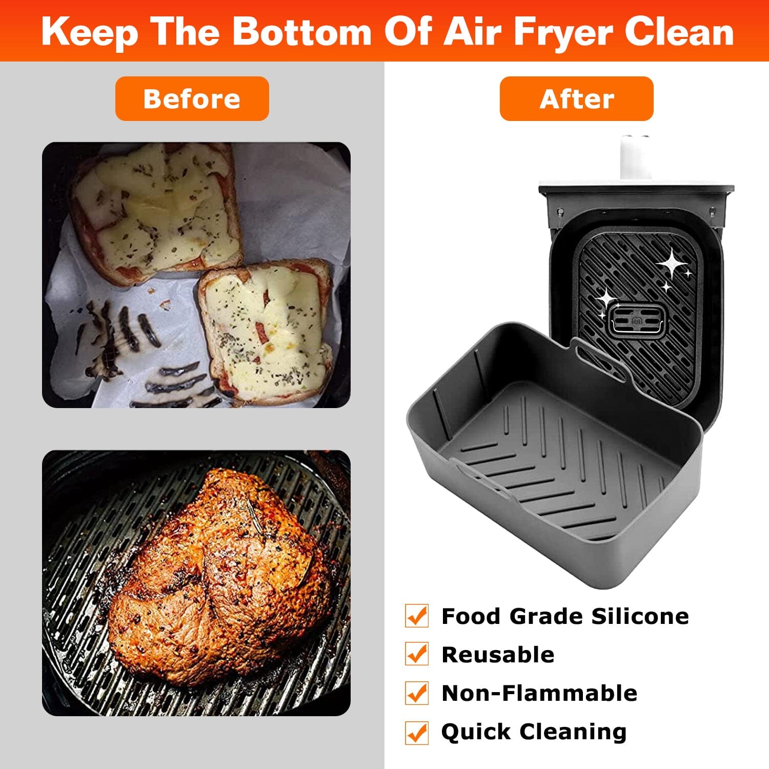 3-Pieces: Reusable Foldable Air Fryer Silicone Pot for 4+ Quart Air Fryer Oven Discount Latest