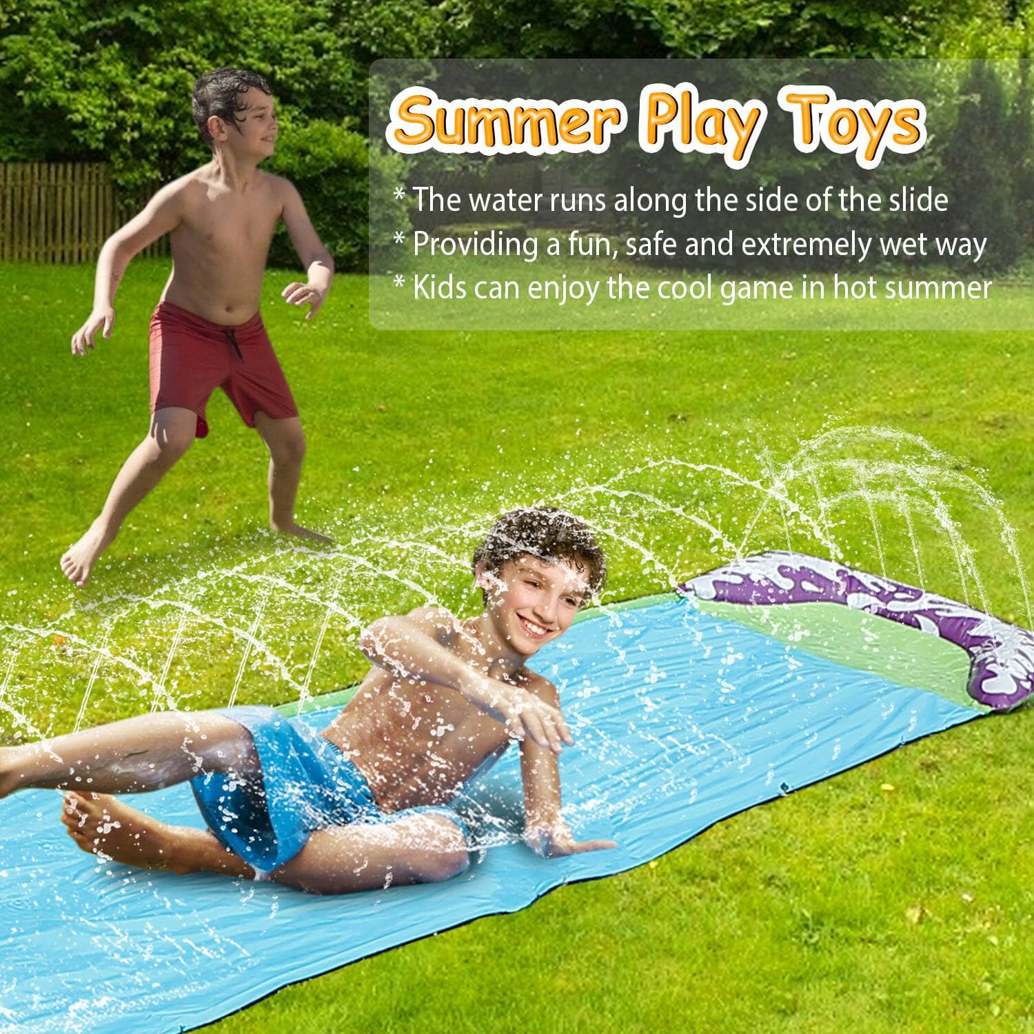 Kids Single Water Slide Lawn Surfing Racing Lane Slip Splash Spray Sprinkler Sale Comfortable