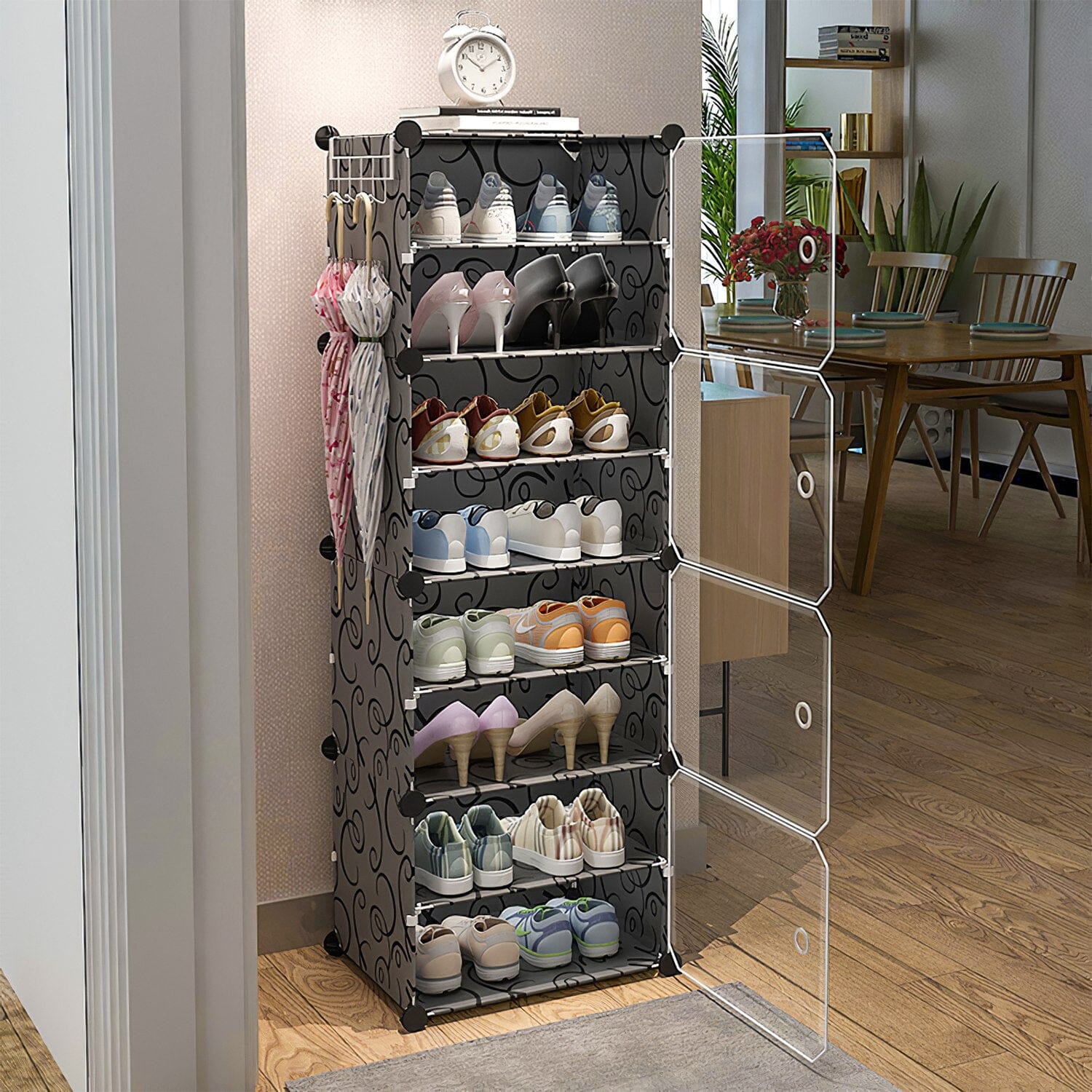 Shoe Rack Organizer with Transparent Doors Fashionable For Sale