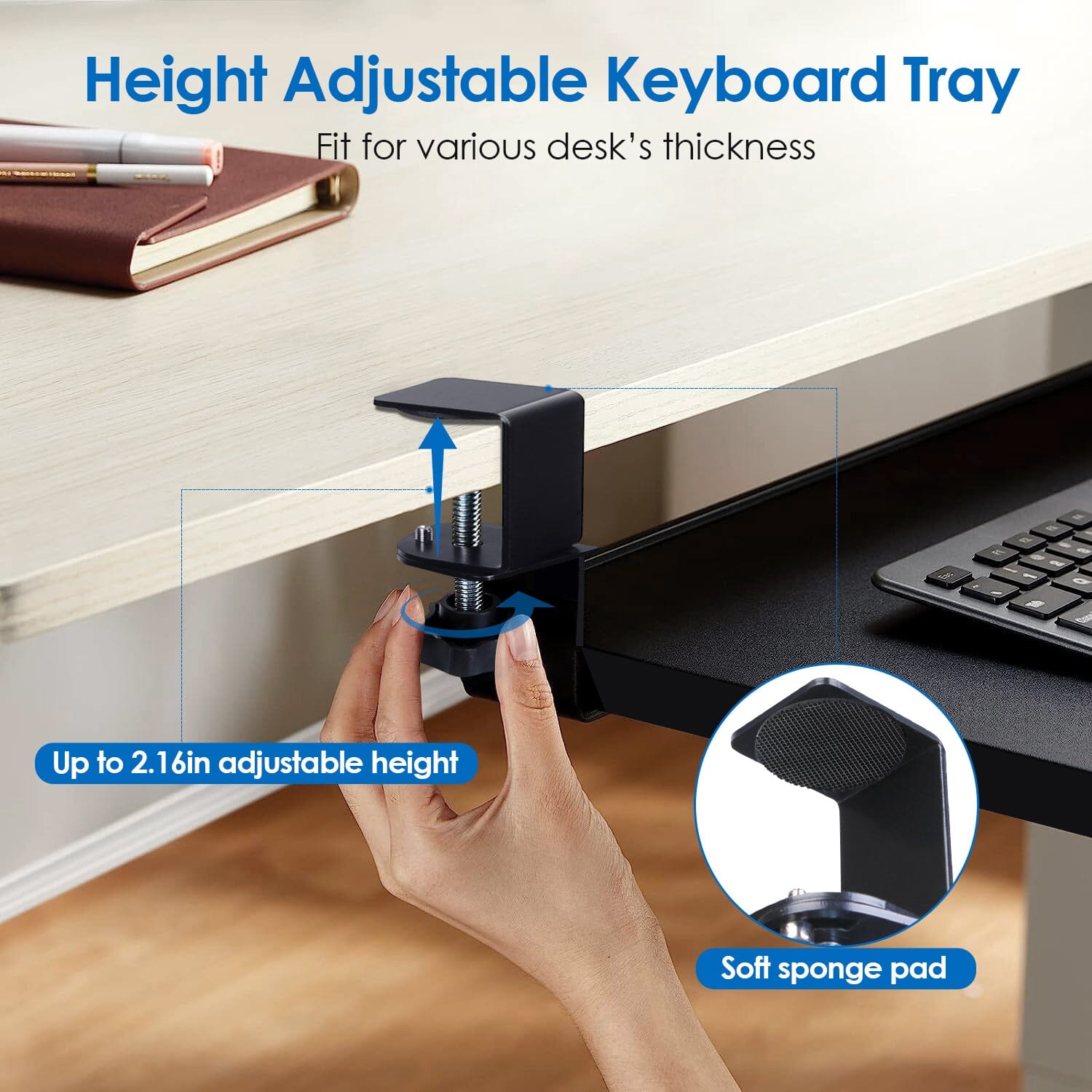 Keyboard Mouse Tray Under Desk Retractable Slide Out Drawer with C Clamp Visa Payment For Sale