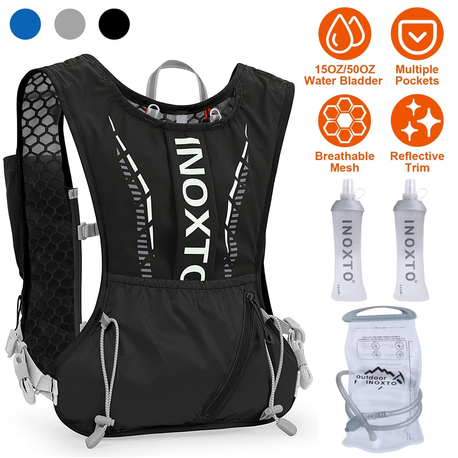 Sport Hydration Vest Running Backpack with 15oz, 50oz Water Bladder Countdown Package Online