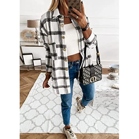 Women's Fall Clothes Plaid  Jacket Long Sleeve For Sale Wholesale Pice