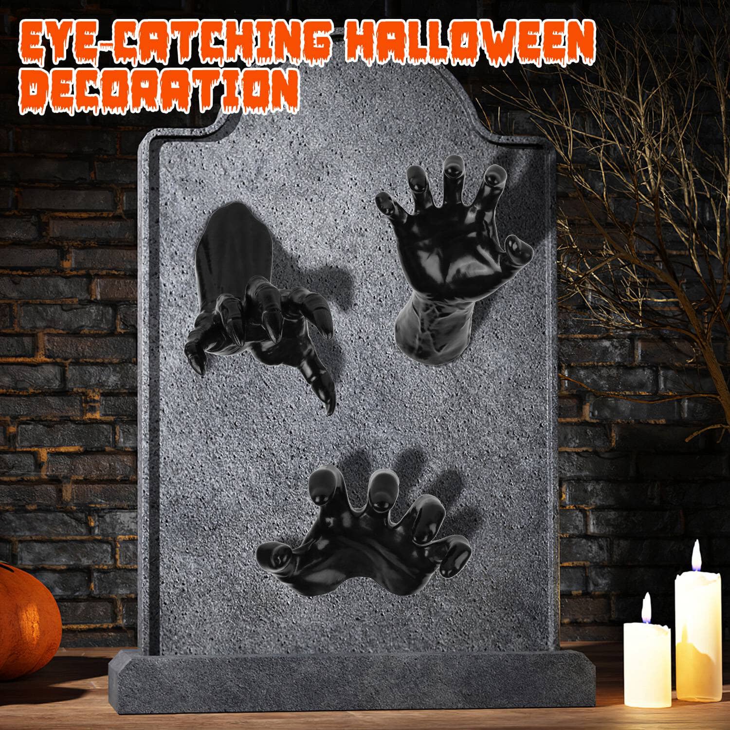 3-Pieces: Creepy Reaching Hands with Lighted Candles Wall Mounted Outlet Big Discount