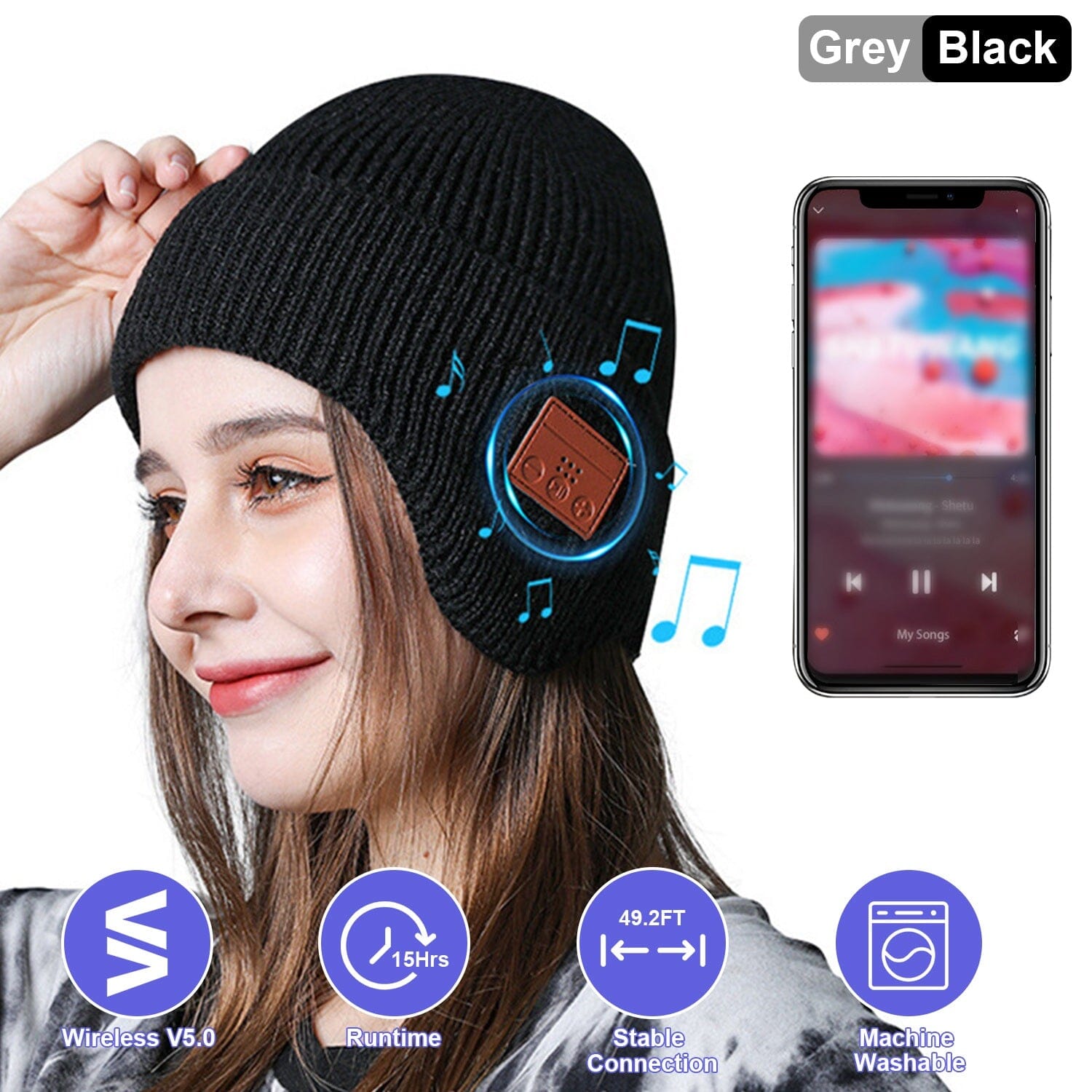 Wireless V5.0 Beanie Hat with Headphones USB Rechargeable Sale Recommend