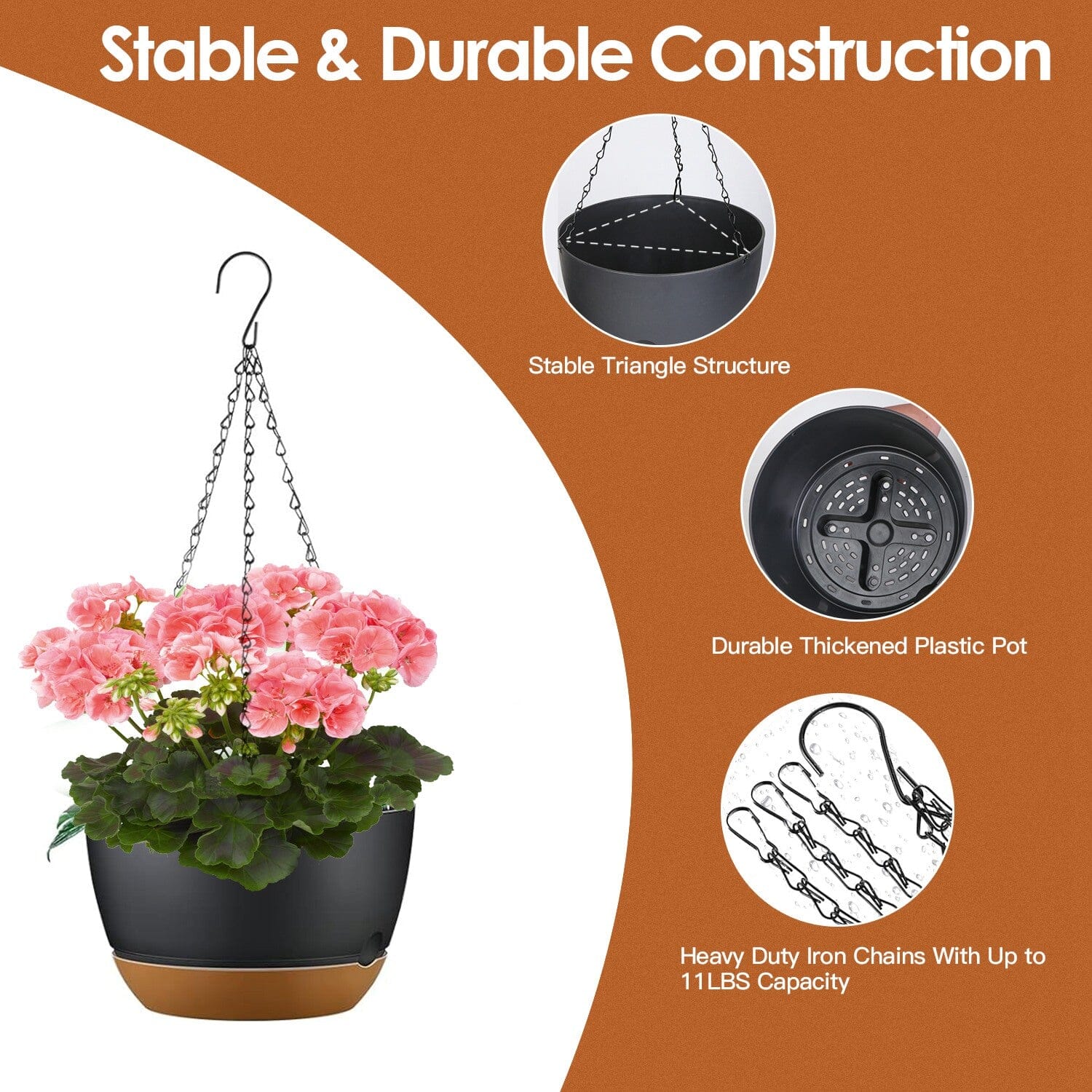 4-Piece: 9.64 Diameter Hanging Planter with Drainage Holes Free Shipping Cheap Pice