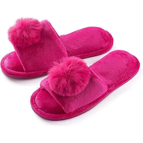 Pupeez Girl's Slipper Lovely Velvet Pom-pom Open Toe Kids House Slides Real For Sale