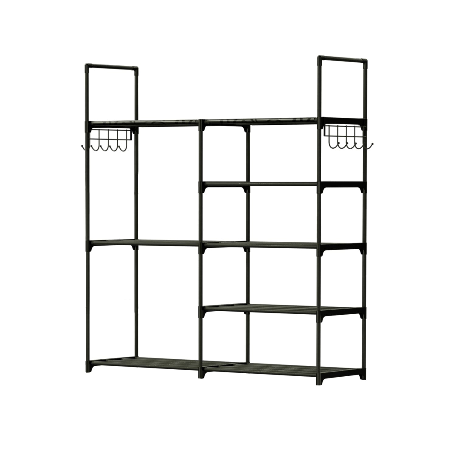 Metal Shoe Storage Shelf Free Standing Shoe Stand with 2 Row Hooks For Nice Cheap Online