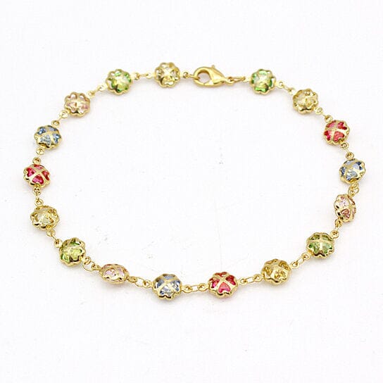 18k Gold Filled High Polish Finish Gold Multi Color Crystal Anklet Best Wholesale Sale Online