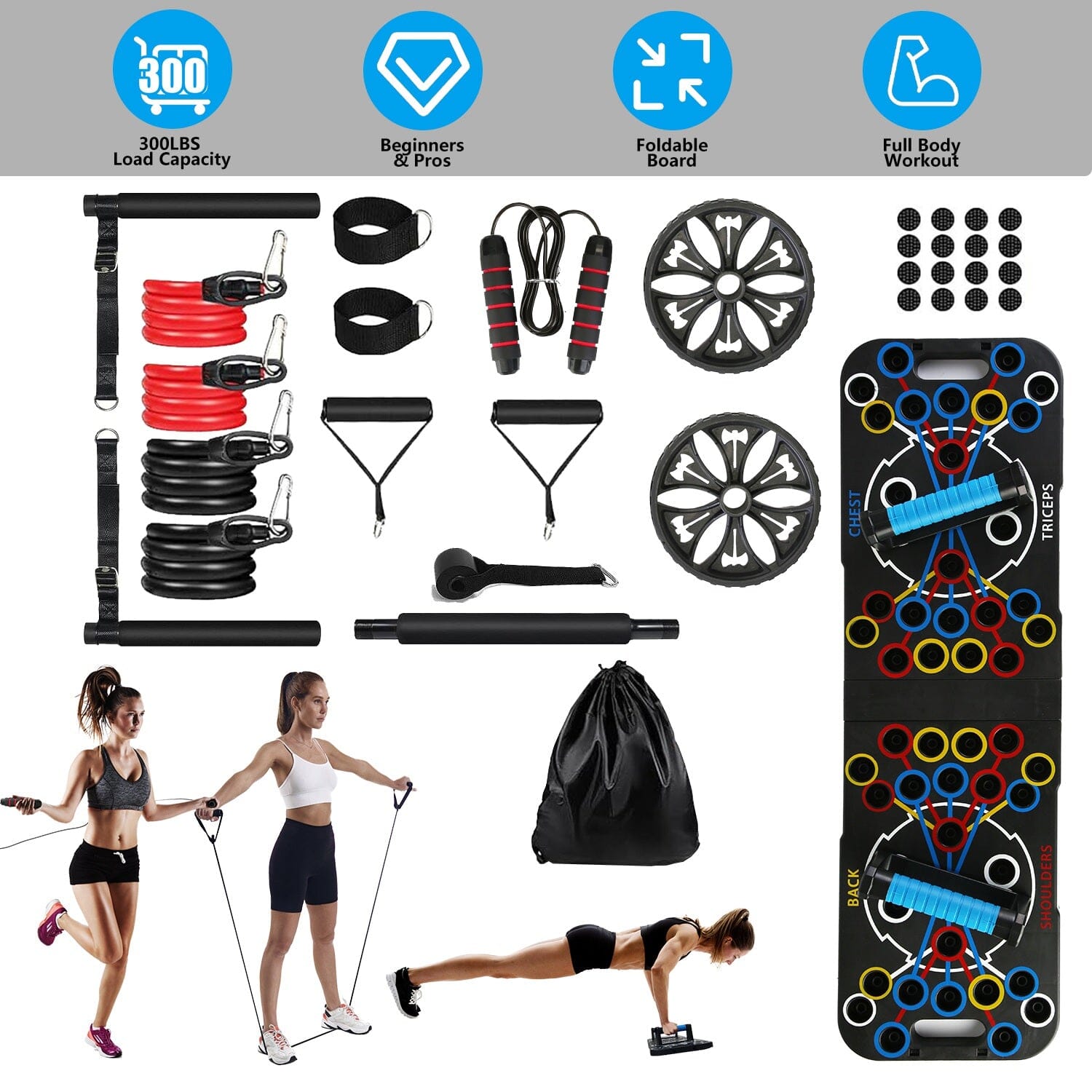 Multifunctional Push Up Board Home Strength Training Equipment with 15 Fitness Accessories Supply