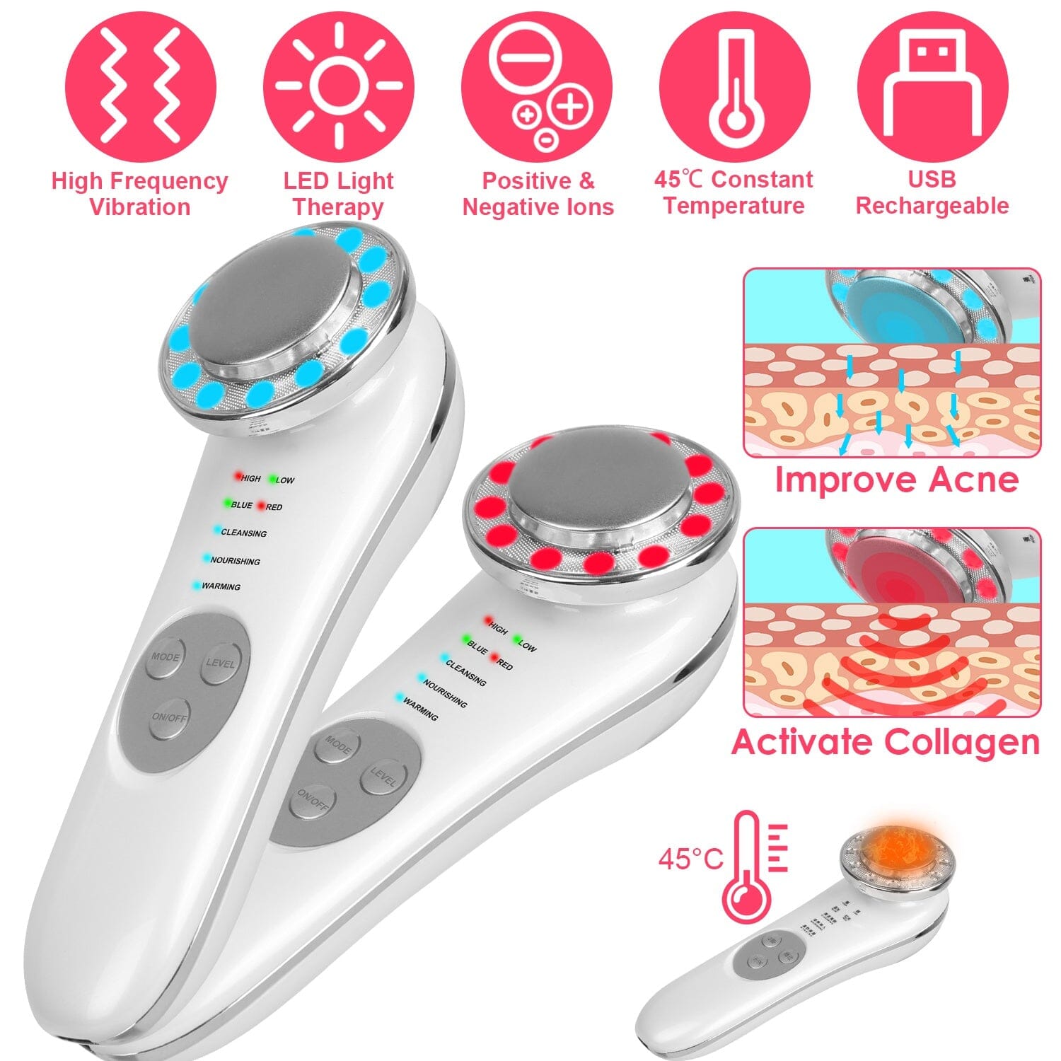 7-in-1 Facial Massager Ultrasonic High Frequency Face Lifting Machine In China Cheap Pice