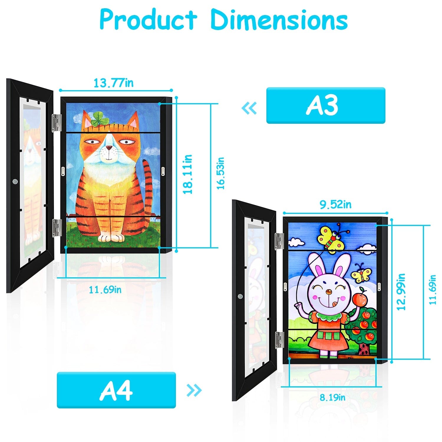 2-Piece: Kids Art Frame Front Opening Wooden Picture Frame Low Cost For Sale