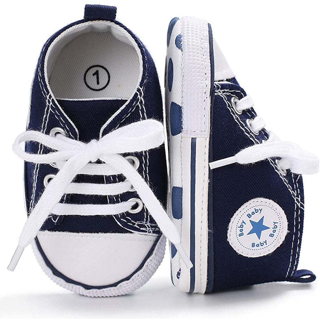 Unisex High Top Sneaker Soft Anti-Slip Sole Newborn Infant Denim Shoes Visit