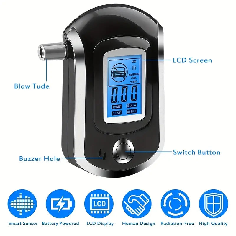 Police-Grade Breathalyzer with LCD Display - AT6000 Alcohol Tester Visit For Sale