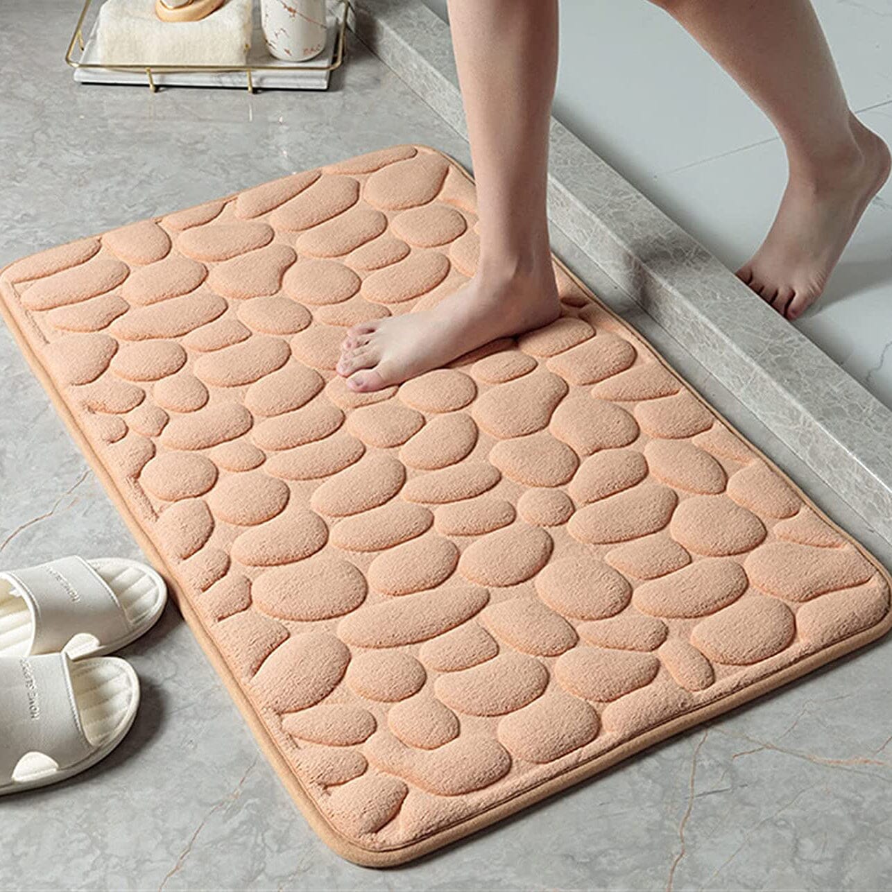 Soft Memory Foam Non Slip Cobblestone Embossing Bath Mat Clearance Best