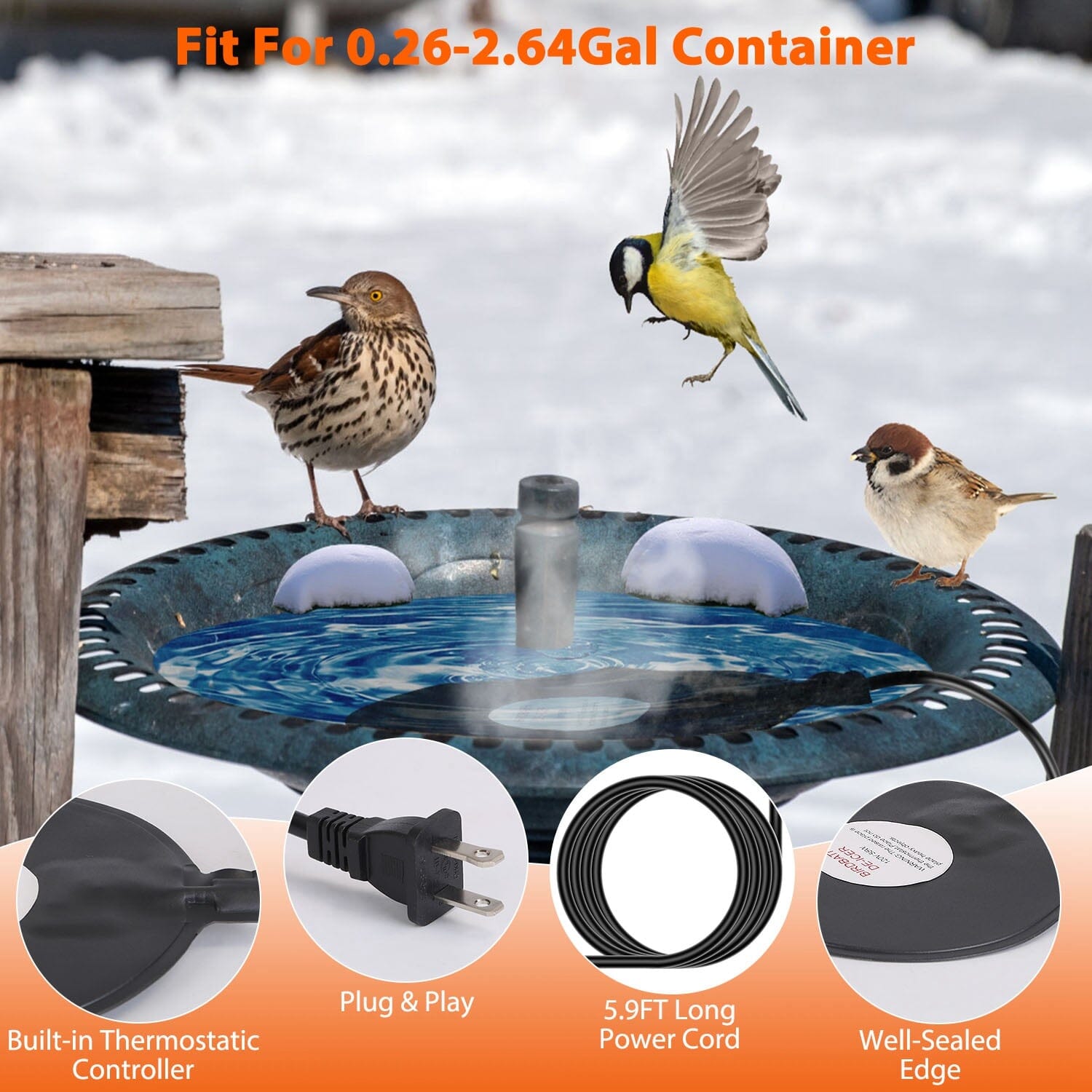 Bird Bath Deicer Outdoor Winter Water Heater Thermostatically Controlled Collections Cheap Online