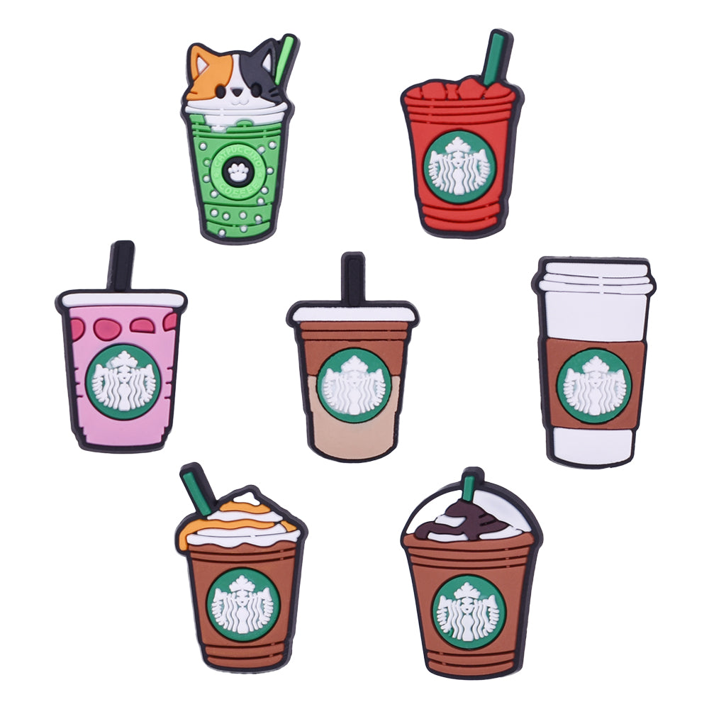 7-Piece: Frappucino Croc Shoe Charms Set Collections Cheap Online