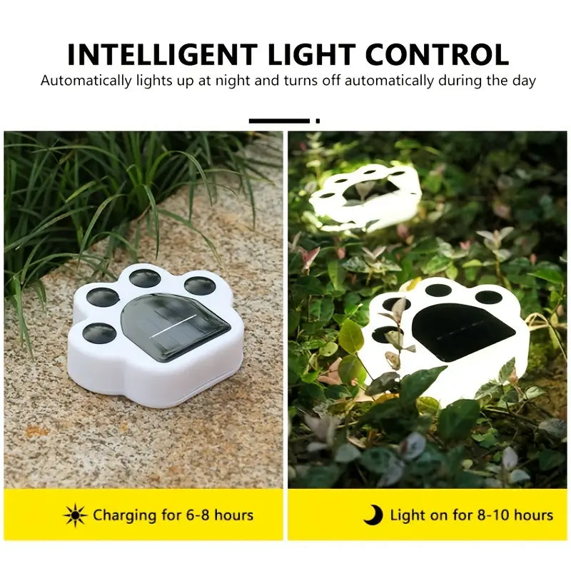 4-Pieces: Cute Paw-Shaped Solar Lawn Lights Factory Outlet For Sale