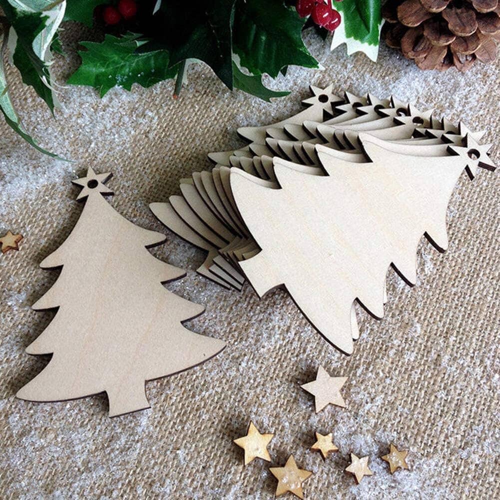 50-Pieces: Wooden Mini Christmas Tree Small Pendant Cheap Pice Free Shipping