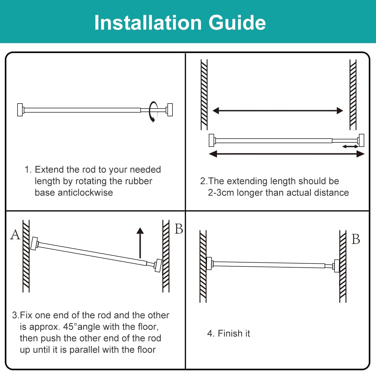 Shower Curtain Rod Adjustable Tension Discount Footaction