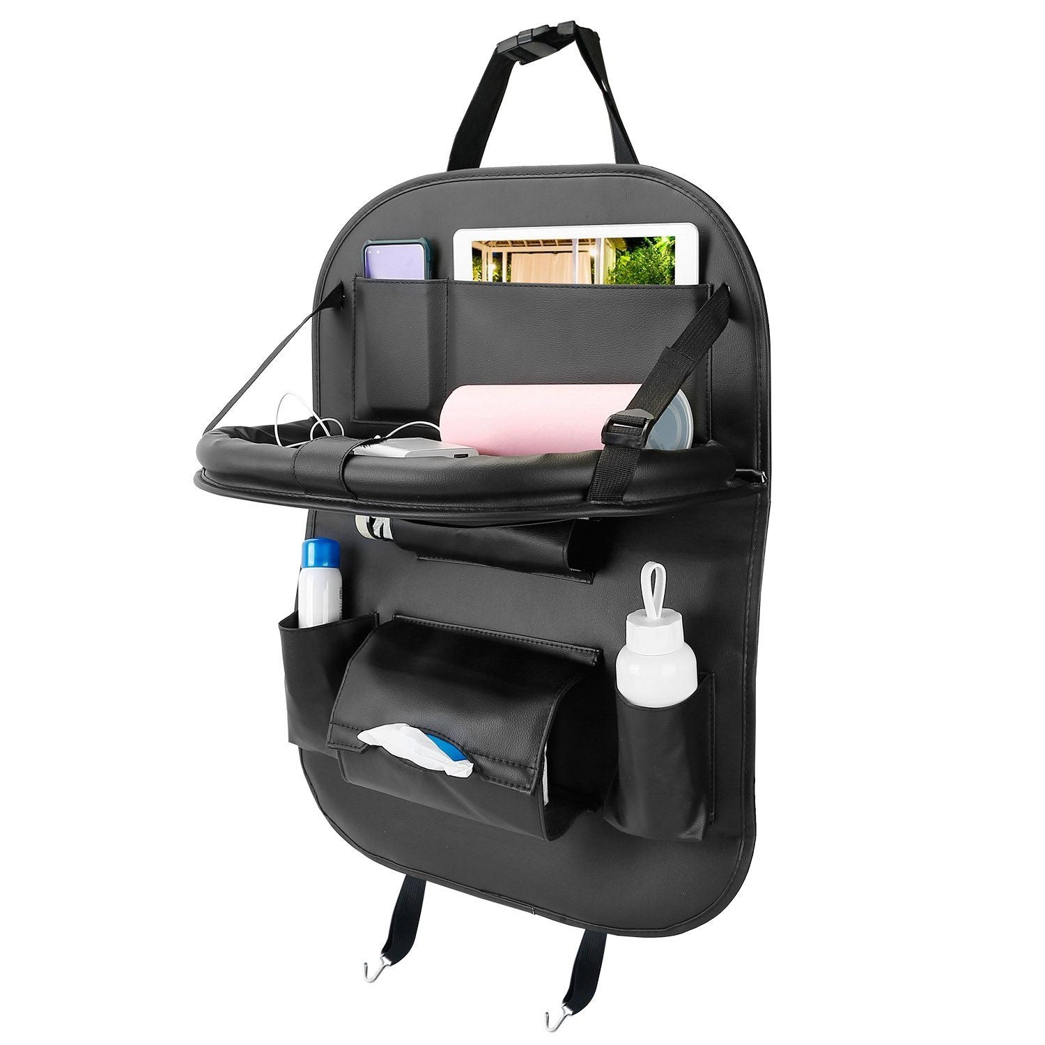 Car Back Seat Organizer with Foldable Table Tray 8 Pockets Outlet View