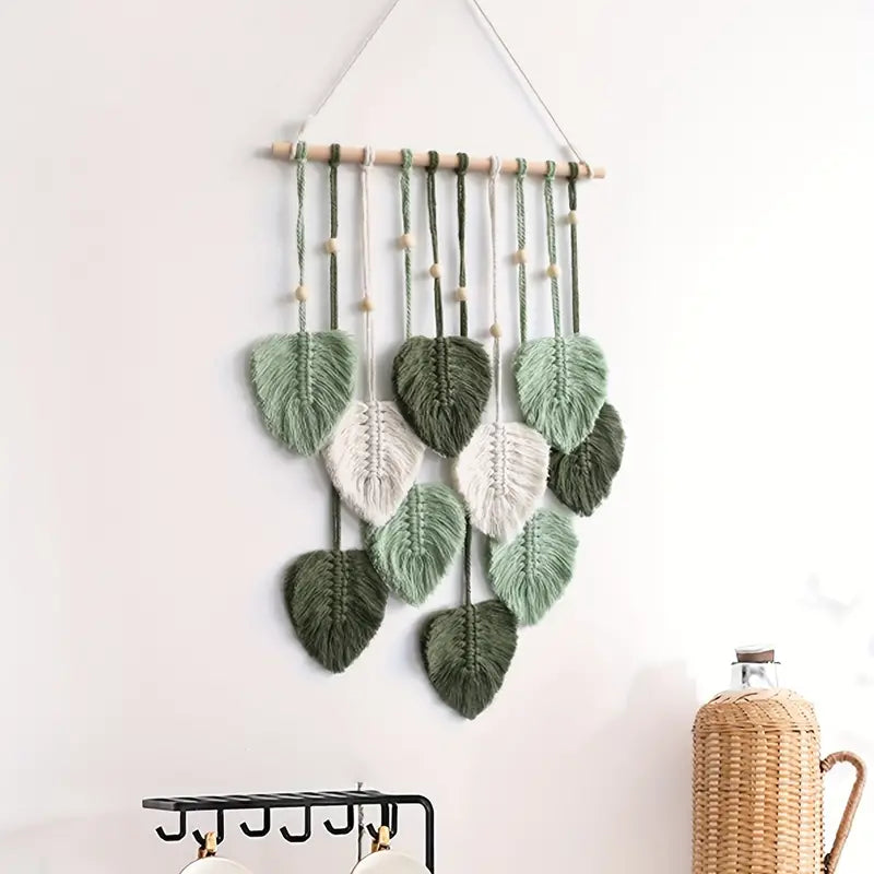 Handwoven Cotton Rope Leaf Tapestry Cheap Sale Visit New