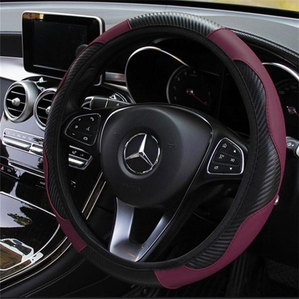 Car Auto Steering Wheel Cover Carbon Fibre Breathable Anti-slip Protector Discount The Cheapest