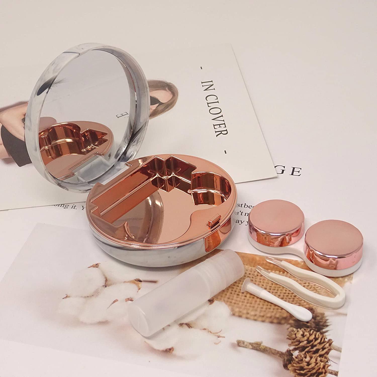 Honbay Fashion Marble Contact Lens Case with Mirror Choice For Sale