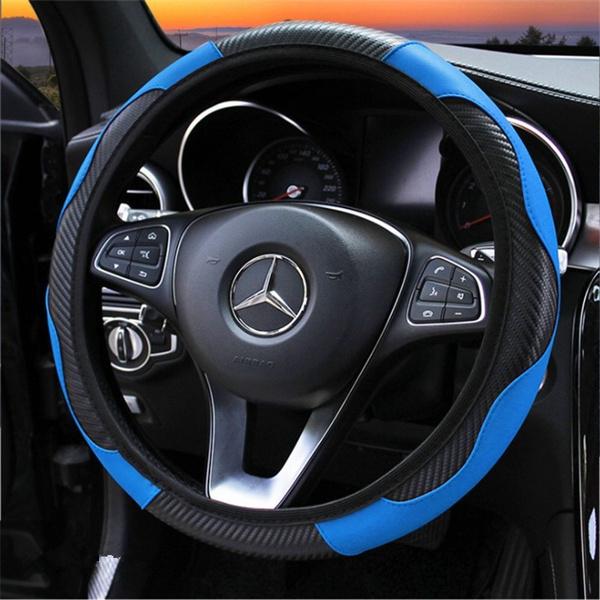 Car Auto Steering Wheel Cover Carbon Fibre Breathable Anti-slip Protector Discount The Cheapest