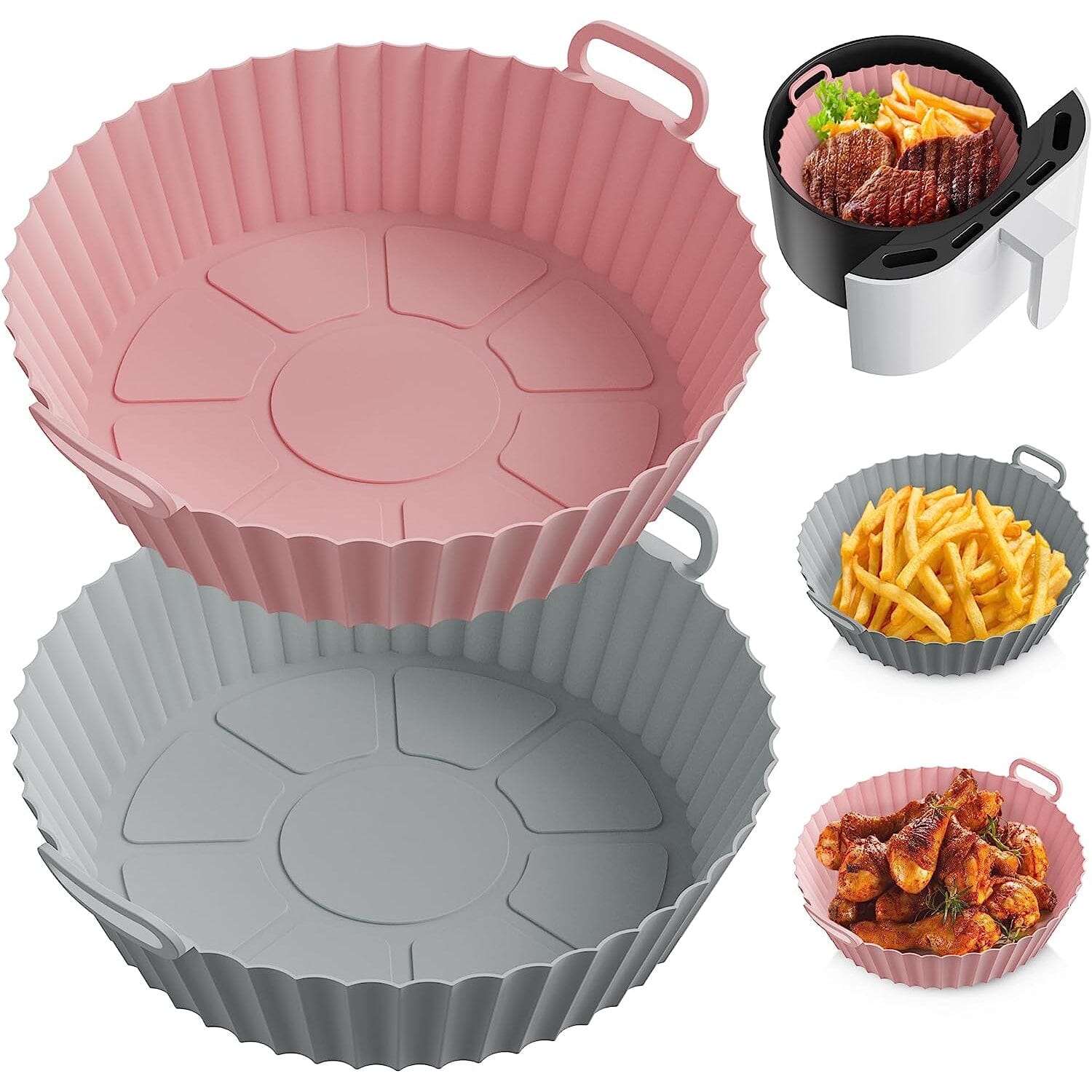 2-Piece Set: Reusable Silicone Air Fryer Liners Sale Shop Offer