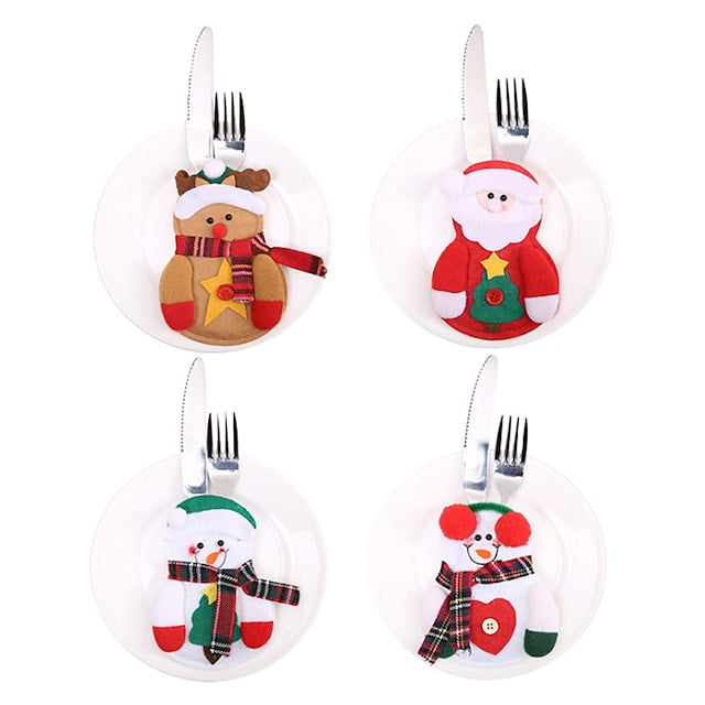 4-Piece: Holiday Tableware Sets Christmas Knife And Fork Bags Cheap Sale Reliable