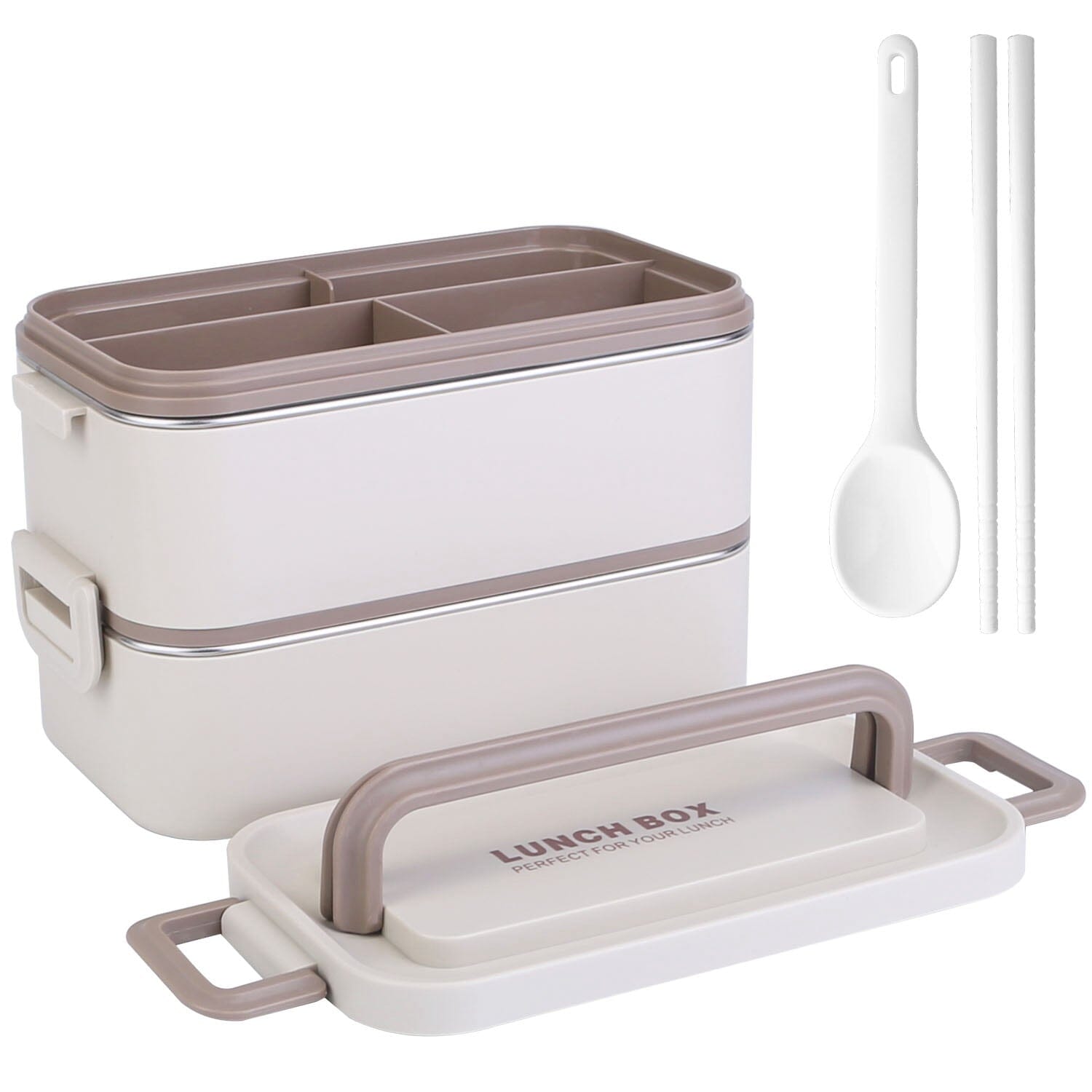 Bento Lunch Box 3 Stackable Food Container with Chopsticks and Spoon Discount 2025 New