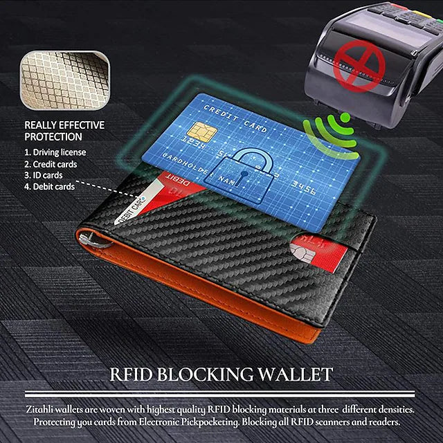 Carbon Fiber Rfid Men Wallets Bi-fold Vallet Billfold Footlocker Finishline Sale Online