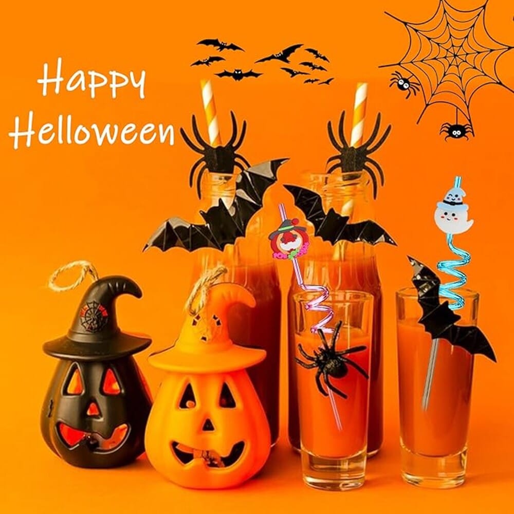 5-Pieces: Reusable Halloween Straws – Halloween Party Favors Plastic Straws – Assorted Styles Free Shipping Outlet