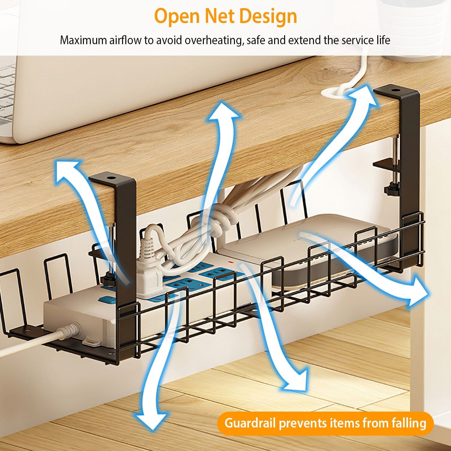 Under Desk Cable Management Tray 15.2in No Drill Desk Cable Cord Organizer Professional Cheap Pice