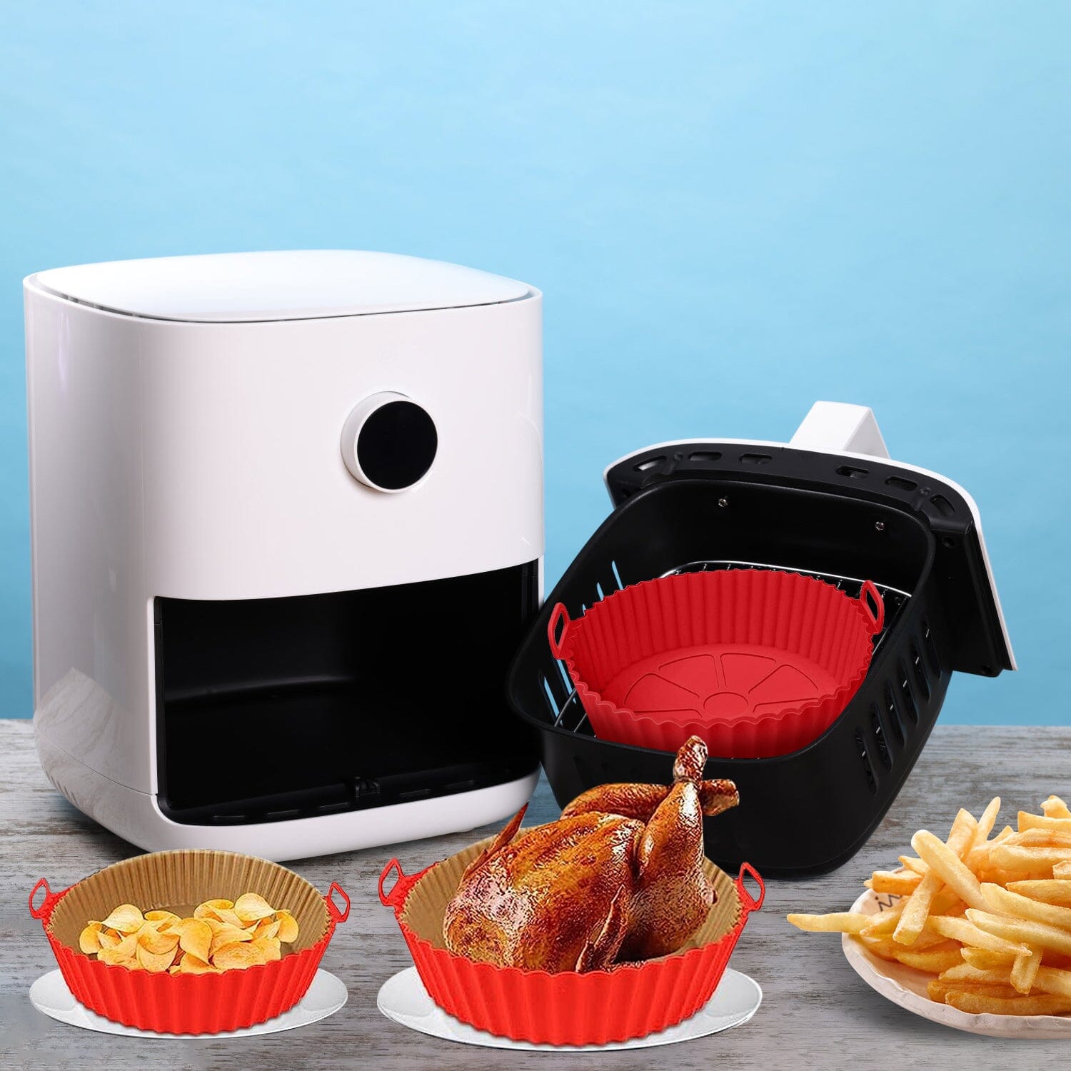 3-Pieces: Reusable Foldable Air Fryer Silicone Pot for 4+ Quart Air Fryer Oven Discount Latest