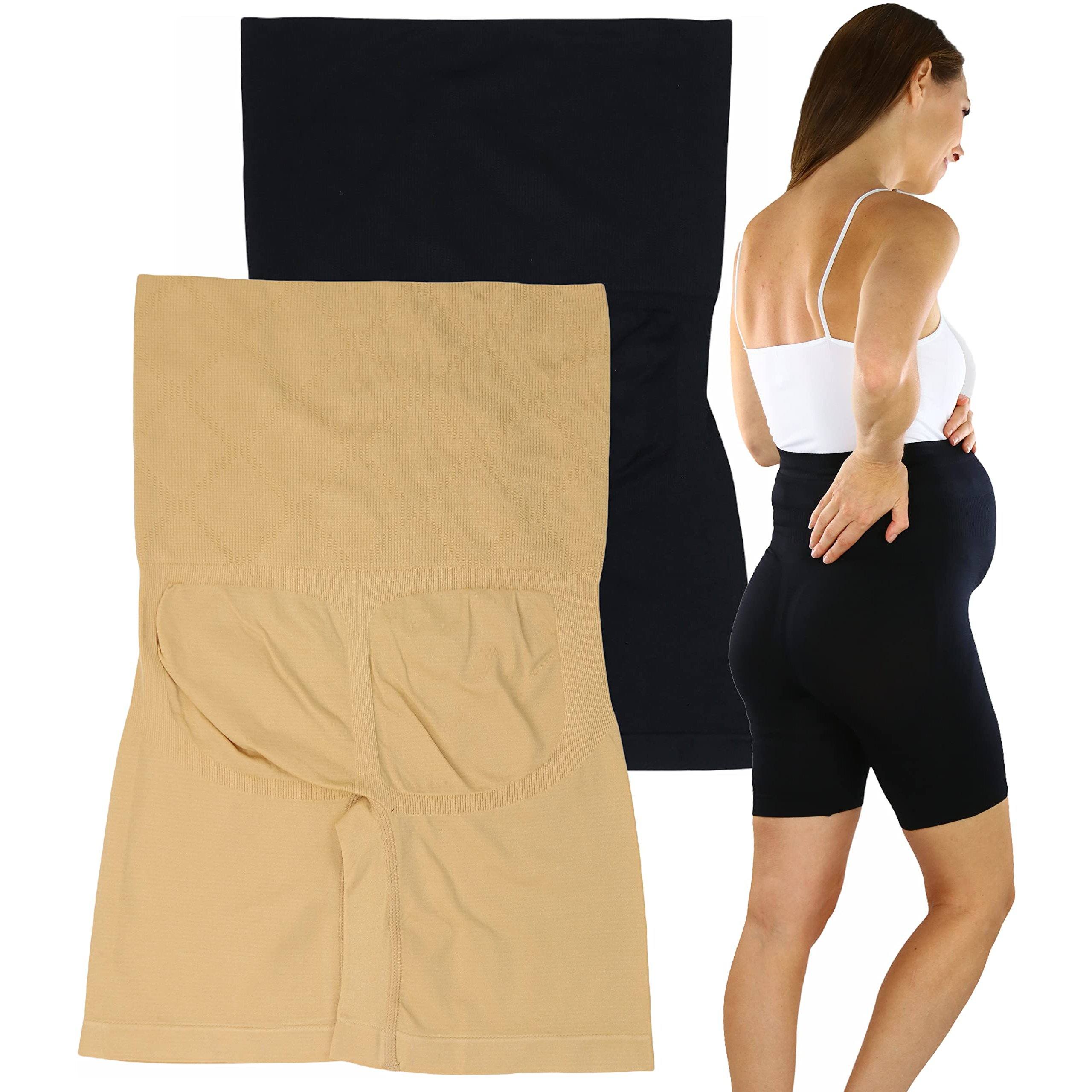 2-Pack: Women's High Waisted Over the Bump Maternity Above the Knee Shorts Clearance Low Shipping